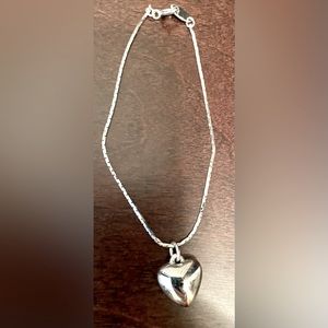 Bracelet -silver tone with heart charm - see pics